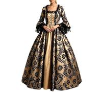 Incantevole Abito di Corte Medievale in Pizzo per Cosplay Costume da Strega | Abito Da Testimone Donna Lungo Elettrico Monospalla Sposo Taglio Maglina Natale Fisico Andare Dress Anticonvenzionali