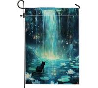 Incantevole bandiera da giardino a cascata, decorazione blu serena per primavera estate, bandiera floreale vivace su entrambi i lati per la decorazione della casa esterna 30,5 x 45,7 cm