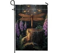 Incantevole bandiera da giardino a forma di libellula, decorazione per spazi esterni primaverili, striscione su entrambi i lati, decorazione da giardino a tema natura, 30,5 x 45,7 cm