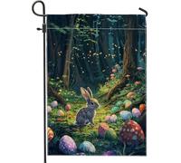 Incantevole bandiera da giardino con coniglietto pasquale, uova colorate, decorazione per la casa all'aperto, bandiera primaverile stagionale su entrambi i lati per la decorazione delle vacanze, 30,5