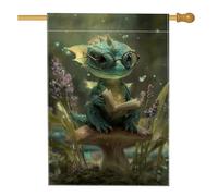Incantevole bandiera da giardino con drago blu, decorazione da giardino fantasiosa fantasia, striscione da esterno in iuta su entrambi i lati per primavera estate, decorazione magica per prato 71 x