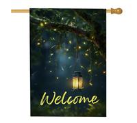 Incantevole bandiera da giardino, lanterna rustica cartello di benvenuto, decorazione verde natura per primavera estate decorazione per prato esterno 71 x 101 cm