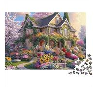 Incantevole casetta con giardino, puzzle da 1000 pezzi. Grazioso cottage con giardino colorato, gioco educativo per adulti, decorazione per la casa, sfida ad alta difficoltà, compleanno, 70x50 cm.