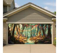 Incantevole copertura per porta del garage del giardino, grande decorazione per esterni del sentiero della foresta, decorazione estiva per feste in cortile 390 x 180 cm