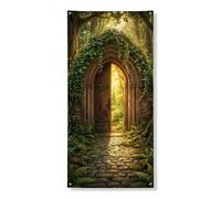 Incantevole copertura per porta della foresta decorativa, rustica verde natura decorazione per porta d'ingresso, per interni ed esterni, autunno da appendere per festival, forniture per vacanze 91 x