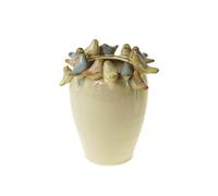 Incantevole, Elegante Vaso Di Terraglia Bianco Con Vögelchen. Ø 15, H 18 CM