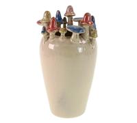 Incantevole, Elegante Vaso "Funghi" In Ceramica Bianca Ø 13 Cm H 24,5 Cm