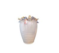 Incantevole, Elegante Vaso In Ceramica Bianco Con Uccellini Ø 11,2, H 18 Cm