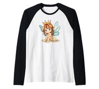Incantevole fata con ali luminose e fantasia Maglia con Maniche Raglan