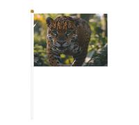 Incantevole mini bandiere leopardate, resistenti, 14 x 20 cm, piccole bandiere su bastoncini per esterni, cortile e giardino, confezione da 6 e 10 pezzi