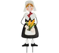 Incantevole Pilgrim Bambina W/Ondeggiando Pelucco Testa Ringraziamento Da Palo