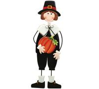 Incantevole Pilgrim Ragazzo W/Ondeggiando Pelucco Testa Ringraziamento Da Palo