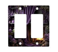 Incantevole Placca di copertura per interruttore della luce viola mistica, decorazione viola magica per accenti da parete da strega, termoplastica, dimensioni standard doppio bilanciere