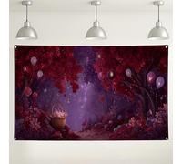 Incantevole sfondo autunnale della foresta, decorazioni per feste a palloncino floreale da sogno, magico sfondo fotografico per esterni/interni, per celebrazioni autunnali, 180 x 109 cm