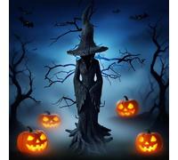 Incantevole statua di strega, decorazione gotica per la casa per Halloween, perfetta statua di strega nera in piedi, regalo per scultura fantasma senza volto, decorazione per interni ed esterni