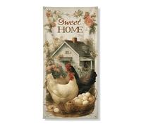Incantevole striscione per porta della fattoria, uova di gallina rustiche decorative per interni ed esterni, decorazione per la vita della fattoria, accessori per l'ingresso della casa primaverile, 91
