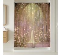 Incantevole tenda da doccia floreale, color pesca pastello oro rosa, decorazione per il bagno, tenda da doccia in tessuto impermeabile per primavera estate romantica vintage con ganci, 183 x 240 cm