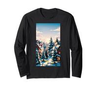 Incantevole Villaggio Invernale Maglia a Manica