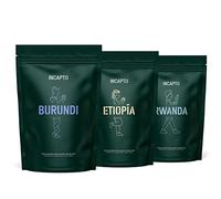 Incapto Confezione Degustazione Caffè Africano | 100% Arabica | Tostatura Artigianale | Origini - Etiopia, Burundi e Rwanda | Specialty Coffee +80 punti SCA | 3 confezioni da 100g
