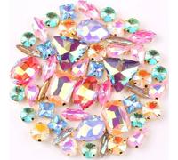 Incastonatura a griffe in oro 50 pezzi/borsa Forme Mix Cristallo di vetro trasparente Cucire su strass Abito da sposa Scarpe Borse Fai te Rifiniture(Jelly AB mix)