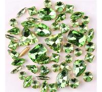 Incastonatura for artigli in oro 50 pezzi/borsa Forme Mix Trasparente e Caramella di gelatina AB Cristallo vetro Cucire su Strass Abito da sposa Scarpe Borse Fai te Rifiniture(A9 Peridot)