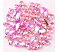 Incastonatura for artigli in oro 50 pezzi/borsa Forme Mix Trasparente e Caramella di gelatina AB Cristallo vetro Cucire su Strass Abito da sposa Scarpe Borse Fai te Rifiniture(A43 Rose AB)