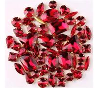 Incastonatura for artigli in oro 50 pezzi/borsa Forme Mix Trasparente e Caramella di gelatina AB Cristallo vetro Cucire su Strass Abito da sposa Scarpe Borse Fai te Rifiniture(A21 Dark red)