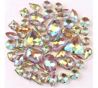 Incastonatura for artigli in oro 50 pezzi/borsa Forme Mix Trasparente e Caramella di gelatina AB Cristallo vetro Cucire su Strass Abito da sposa Scarpe Borse Fai te Rifiniture(A35 Lt topaz AB)