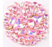Incastonatura for artigli in oro 50 pezzi/borsa Forme Mix Trasparente e Caramella di gelatina AB Cristallo vetro Cucire su Strass Abito da sposa Scarpe Borse Fai te Rifiniture(A46 Pink AB)