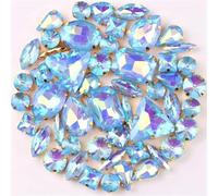 Incastonatura for artigli in oro 50 pezzi/borsa Forme Mix Trasparente e Caramella di gelatina AB Cristallo vetro Cucire su Strass Abito da sposa Scarpe Borse Fai te Rifiniture(A29 Lt Sapphire AB)