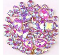 Incastonatura for artigli in oro 50 pezzi/borsa Forme Mix Trasparente e Caramella di gelatina AB Cristallo vetro Cucire su Strass Abito da sposa Scarpe Borse Fai te Rifiniture(A38 Purple AB)