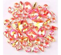 Incastonatura for artigli in oro 50 pezzi/borsa Forme Mix Trasparente e Caramella di gelatina AB Cristallo vetro Cucire su Strass Abito da sposa Scarpe Borse Fai te Rifiniture(A41 Orange AB)