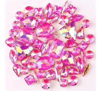 Incastonatura for artigli in oro 50 pezzi/borsa Forme Mix Trasparente e Caramella di gelatina AB Cristallo vetro Cucire su Strass Abito da sposa Scarpe Borse Fai te Rifiniture(A44 Fuchsia AB)