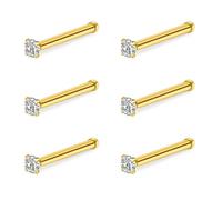incaton Piercing Naso 20g Piercing Naso Anelli Piercing al Naso 0.8mm Naso CZ 2mm Piercing Gioielli Oro