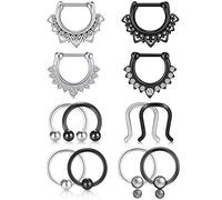incaton Piercing Septum 16G Anello del Naso Septum Clicker Acciaio Chirurgico Ferro di Cavallo Helix Trago Cartilagine Daith 8mm 10mm Piercing Gioielli
