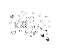 INCAUCA Always Kiss Me Goodnight - Adesivo da parete a specchio, adesivo da parete per camera da letto, decorazione romantica per coppie romantiche, parole e citazioni, scritta artistica sul letto,