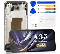 Incell - Schermo LCD per Samsung Galaxy A35 LCD A356 Display per SM-A356E, SM-A356B, SM-A356B/DS, display LCD touch screen, parti di riparazione con strumenti (con cornice, nero)