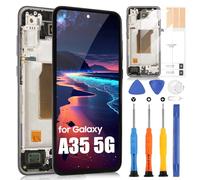 Incell - Schermo per Galaxy A35 5G per Samsung A35 5G SM-A356E SM-A356B SM-A356U LCD Display Touch Screen Digitizer Assembly Riparazione Kit (nero con telaio, non supporta impronte digitali)