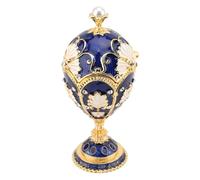 Incendio a Forma di Uovo Incernierati a Mano, Scatola di Binnaschine di Gioielli, Organizzatore Decorativo per le Collane degli Anelli, Squisita Scelta, Serie di Collezioni da (blu e bianco)