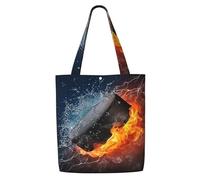 Incendio di hockey su ghiaccio,Borse della spesa riutilizzabili, borse per la spesa, borsa a tracolla in tela di grande capacità