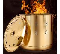 Inceneritore con Manico, Barili con Coperchio for Esterni for Bruciare Rifiuti, Foglie, Carta e Legno, in Acciaio Inox