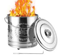 Inceneritore da giardino brucia canna in acciaio inossidabile inceneritore resistente al calore I bidoni da giardino Vent Vent Burning Bin Garden con manico ＆ Gancio di fuoco per foglie legno di