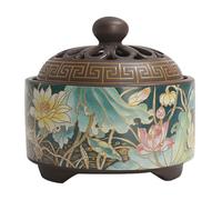 Incense Burner, Enamel Porcelain Holder Sticks, Intricate Pattern Stand, Round Aesthetic Tray, Heat-Resistant Non-Slip Base per interni, Tea Table, Yoga Room, Windowsill, Outdoor