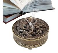 Incense Burner - Vintage Brass Incense Burner | Incense Censer Holder with Auspicious Cloud Design | Ceramic ńncense Ash Catcher Ornament For Living Room Decor