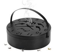 Incense Coil Holder Box - Iron Ash Catcher Container | Dependable Reusable Incense Coil Burner Lidded Box For Living Room Bedroom Courtyard Garden Yoga Reading Sleeping Camping