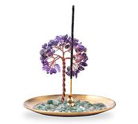 Incense Holder for Sticks, Healing Crystal Stone Money Tree Incense Burner, Ash Catcher for Yoga, Meditation and Home Decor