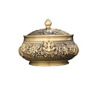 Incensiere a Cascata Bruciatore Di Incenso Da Tavolo Con Fornello A Forma Buddha In Ottone E Orecchio Leone, Otto Tesori Brucia Incenso In Ceramica