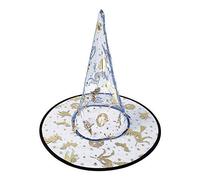 Inception Pro Infinite Cappello da Strega Trasparente Donna Uomo zucche gatti Accessori Travestimento con decorazioni argento e oro Halloween Carnevale Colore Blu chiaro reversibile magico