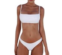 Inception Pro Infinite Costume da Mare - Bikini - Bagno - Donna - Ragazza - Due Pezzi - Slip - Reggiseno a Fascia - Bretelle Regolabili - Colore Bianco - Taglia L - Modello 2