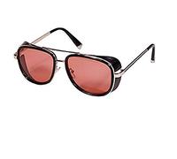 Inception Pro Infinite (Montatura Dorata - Lente Rossa) Occhiali da Sole - Iron Man - Steampunk - Tony Stark - Retro - Uomo - Unisex